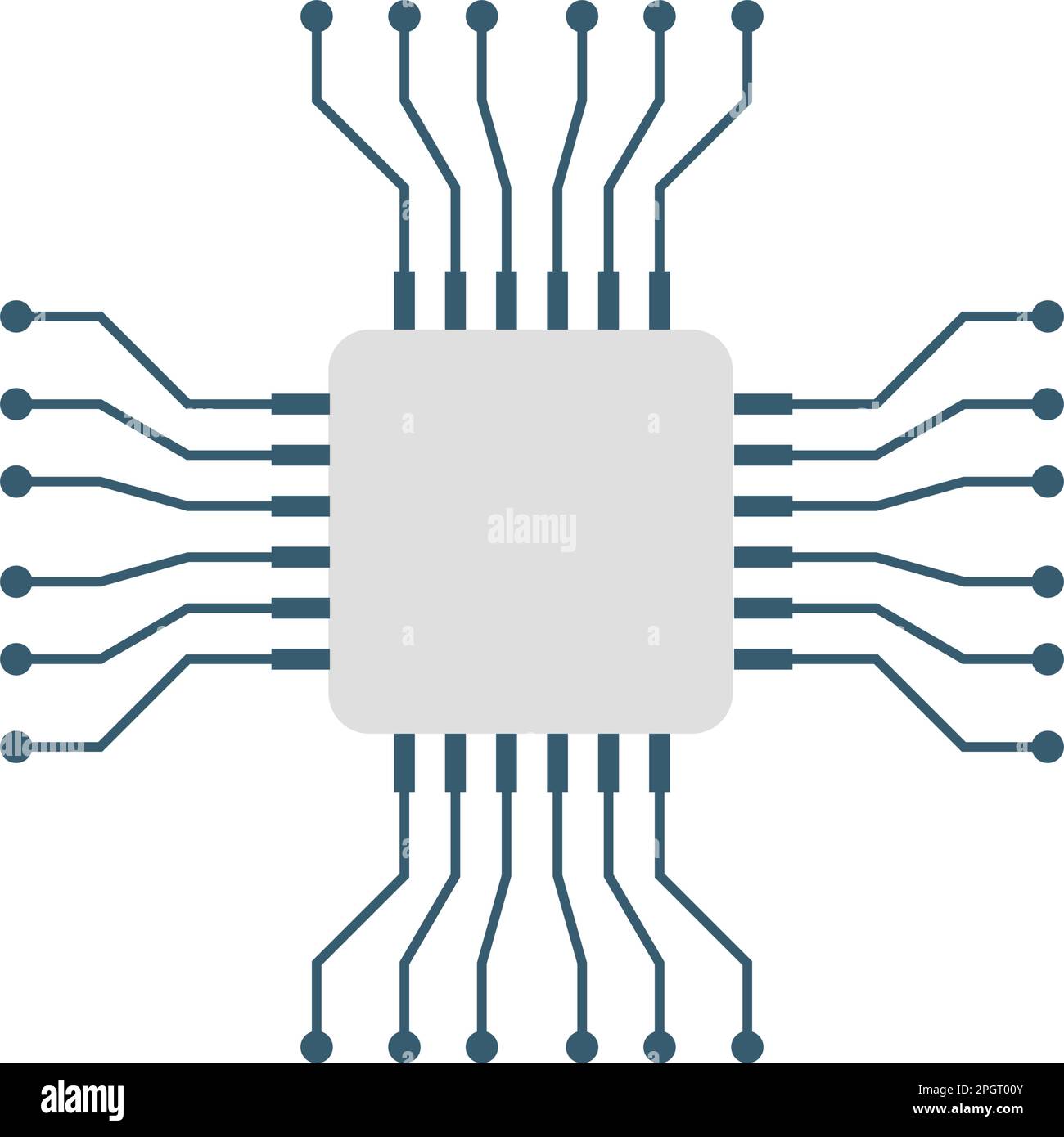 CPU für Computer- und Smartphone-Symbol im flachen Design. Vektordarstellung des Prozessorchipsatzes auf isoliertem Hintergrund. Microchip signiert Geschäftskonzept. Stock Vektor