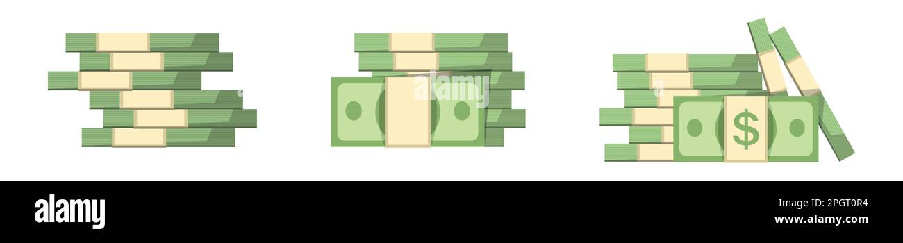 Symbol für Papierrechnungen im flachen Stil. Vektordarstellung des Banknotenstapels auf isoliertem Hintergrund. Green Dollars signieren Geschäftskonzept. Stock Vektor