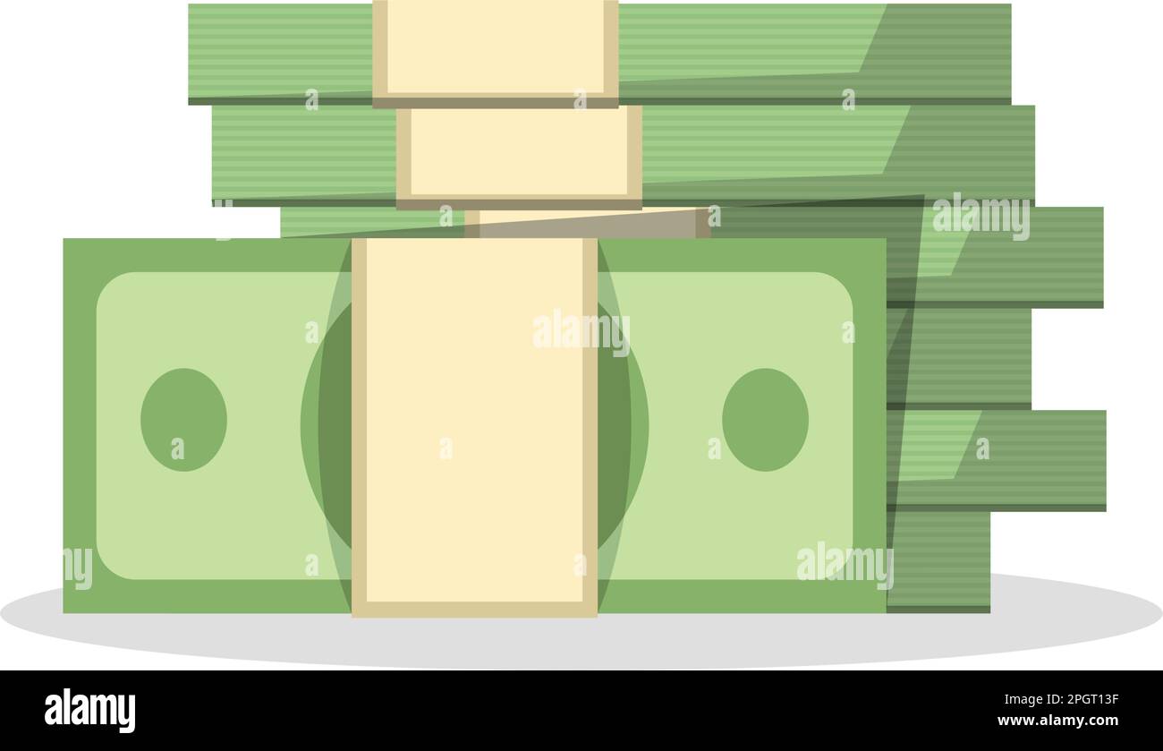 Symbol für Papierrechnungen im flachen Stil. Vektordarstellung des Banknotenstapels auf isoliertem Hintergrund. Green Dollars signieren Geschäftskonzept. Stock Vektor