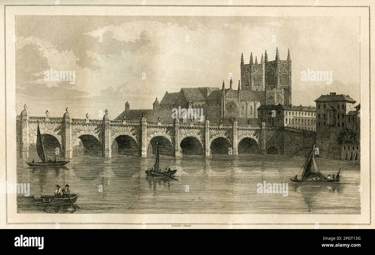 Europa, Großbritannien, England, London, Westminster Brücke, Stahlstich aus : " Angleterre " von Léon Galibert und Clement Pellé , Firmin Didot Frères ( Herausgeber ) , Paris, 1842 . / Europa, Großbritannien, England, London, Westminster Bridge, Stahlgravierung von : " Angleterre ", von Léon Glibert und Clement Pellé, Firmin Didot Frères ( Herausgeber ) , Paris, 1842. Grande-Bretagne, Londres, Le pont de Westminster, Gravure sur acier de : " Angleterre ", par Léon Galibert et Clément Pellé, edité par Firmin Didot Frères, Paris, 1842. Stockfoto