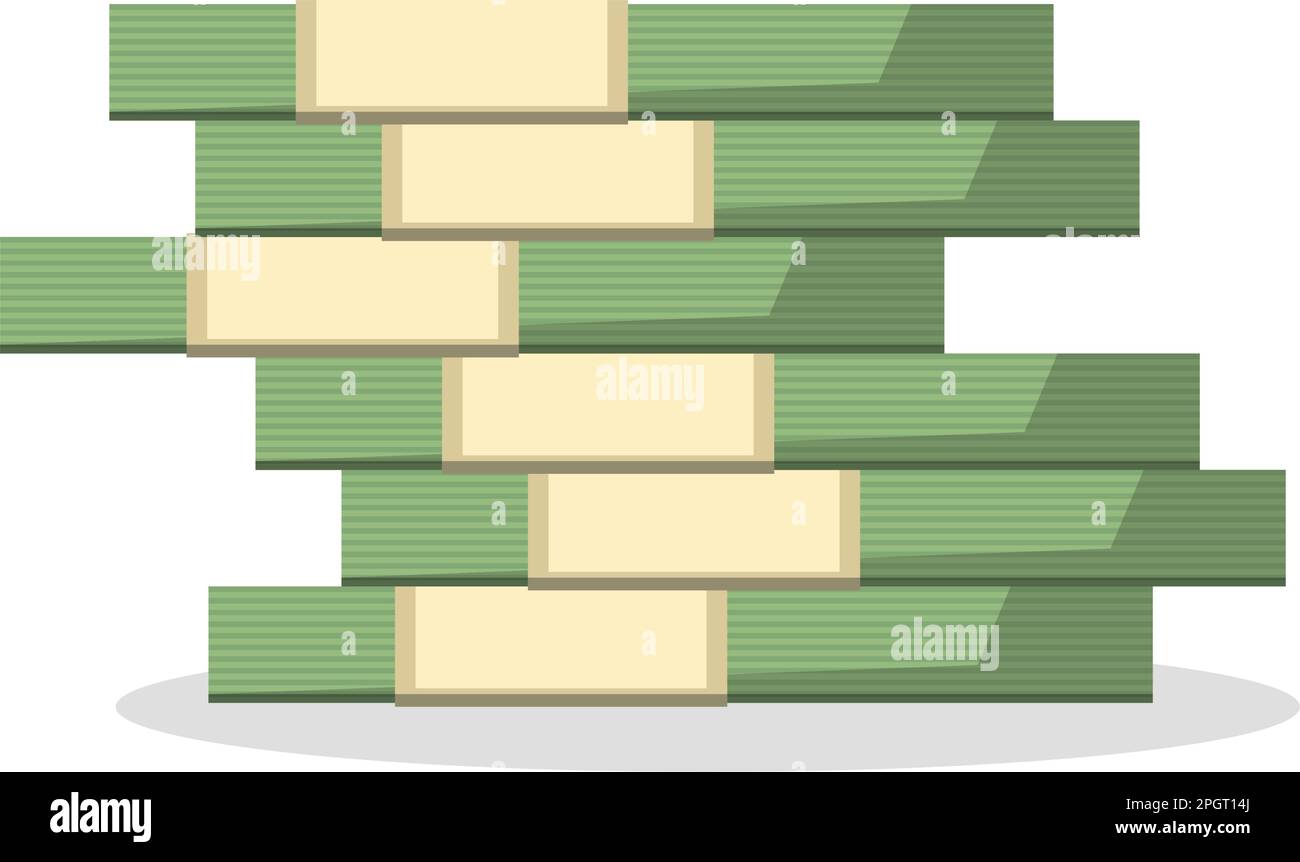 Symbol für Papierrechnungen im flachen Stil. Vektordarstellung des Banknotenstapels auf isoliertem Hintergrund. Green Dollars signieren Geschäftskonzept. Stock Vektor