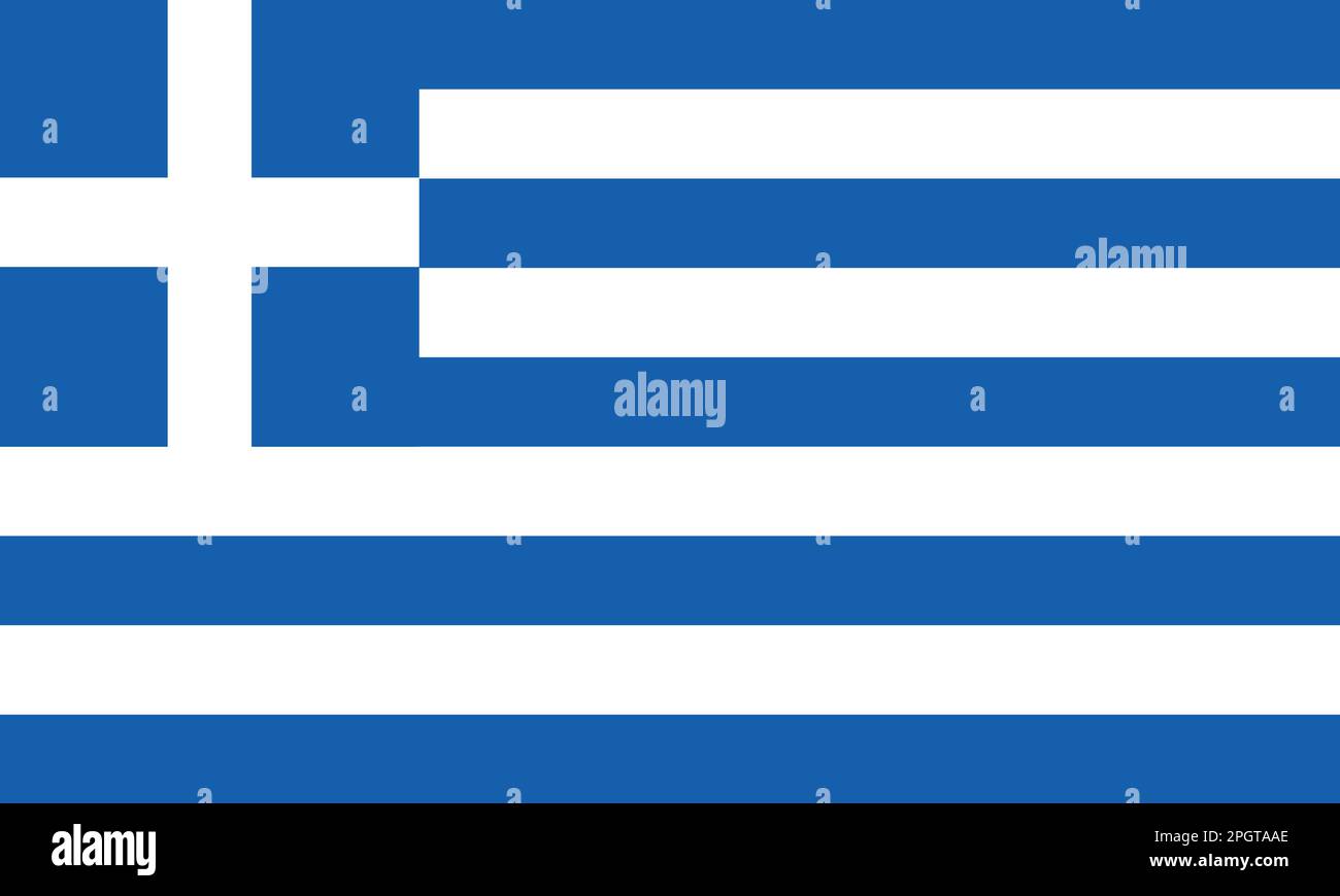 Griechische Flagge. Vektordarstellung des griechischen Nationalsymbols, blauweiße Streifen und