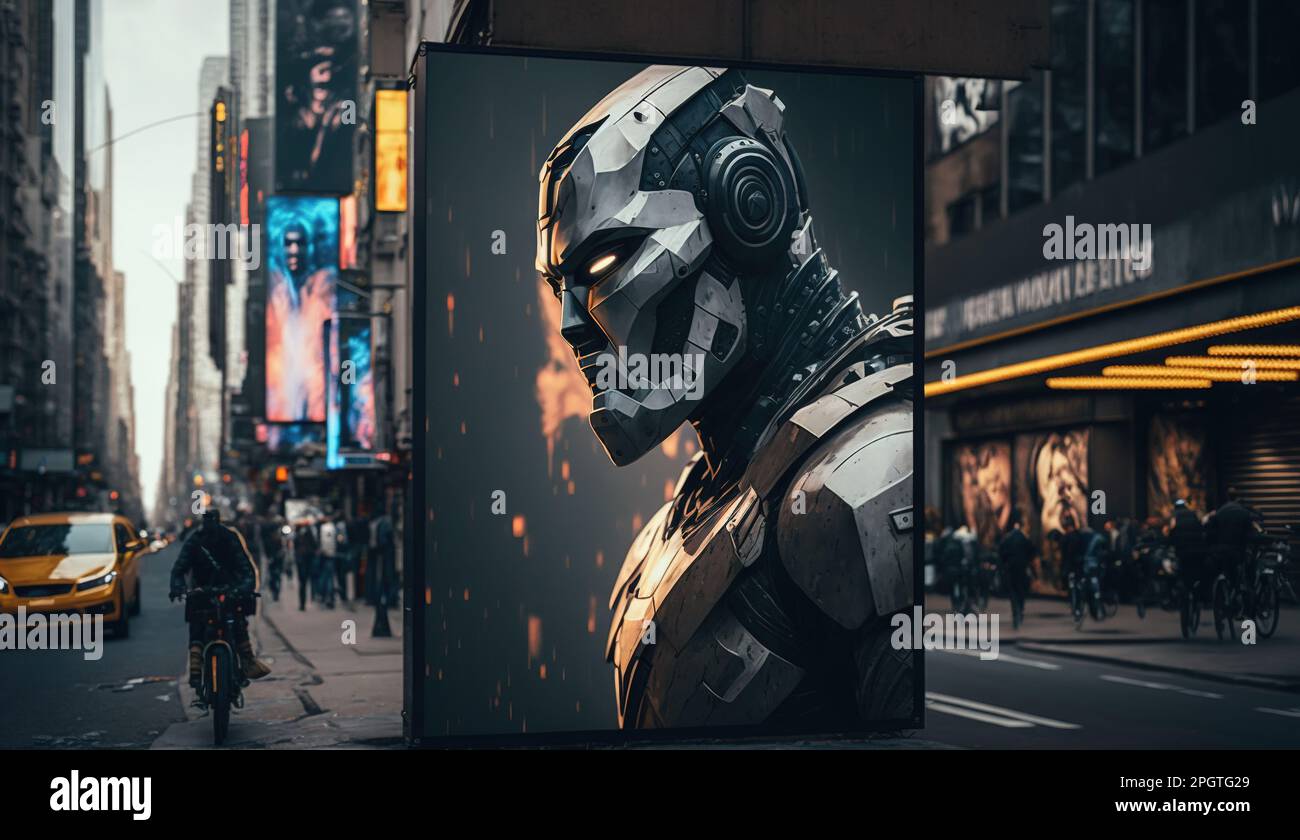 Cyborg in Manhattan Stockfoto