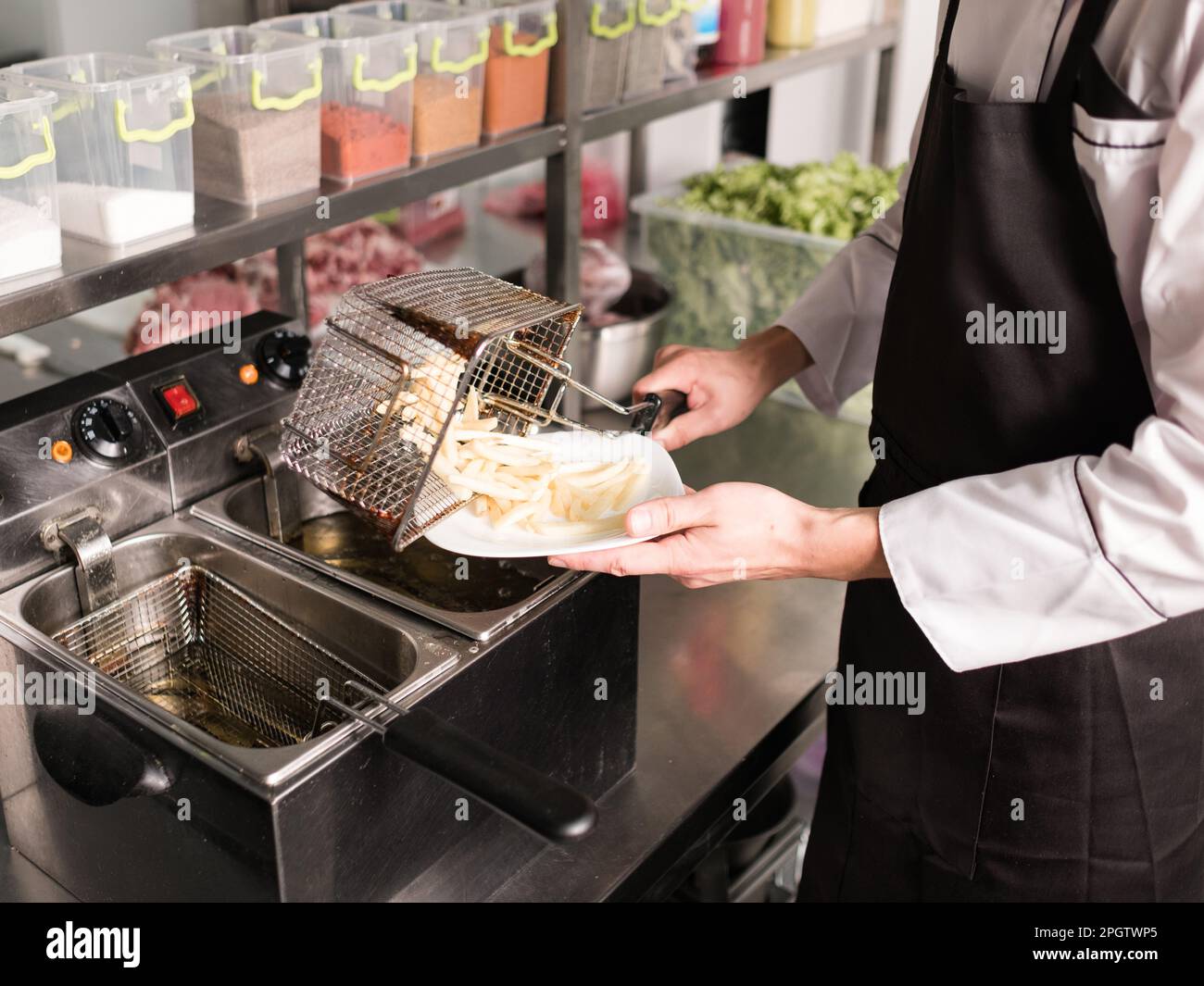 Fast Food-Restaurant: Falsche kalorienreiche Mahlzeiten Stockfoto