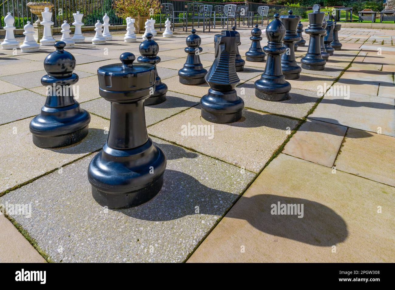 Outdoor-Schach in Merlewood, Grange-over-Sands, Cumbria Stockfoto