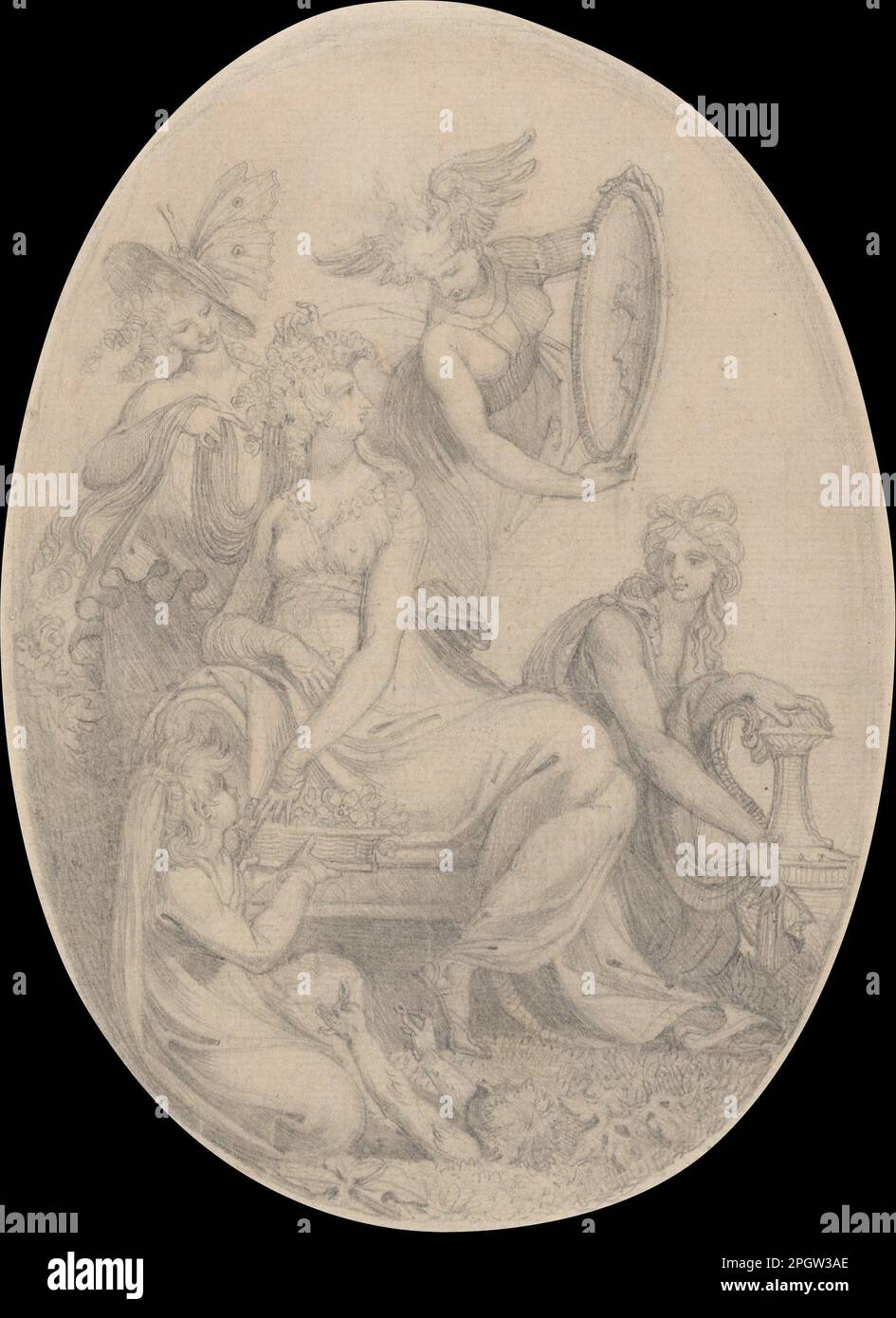 Zeichnung für das Frontispiece von Erasmus Darwins „Botanischer Garten“ von Johann Heinrich Fussli Stockfoto