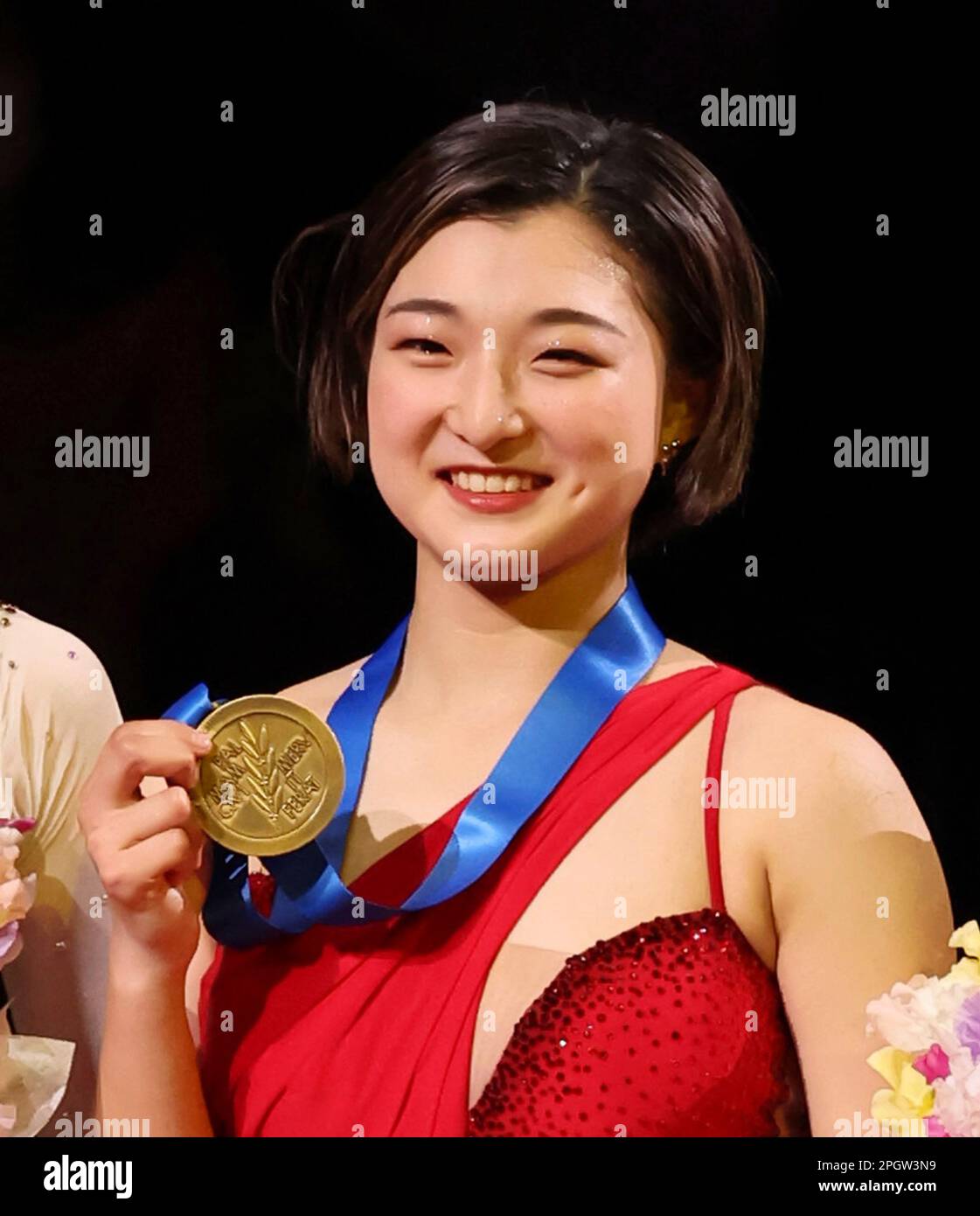 Japanese Kaori Sakamoto Shows The Gold Medal During The Awarding ...