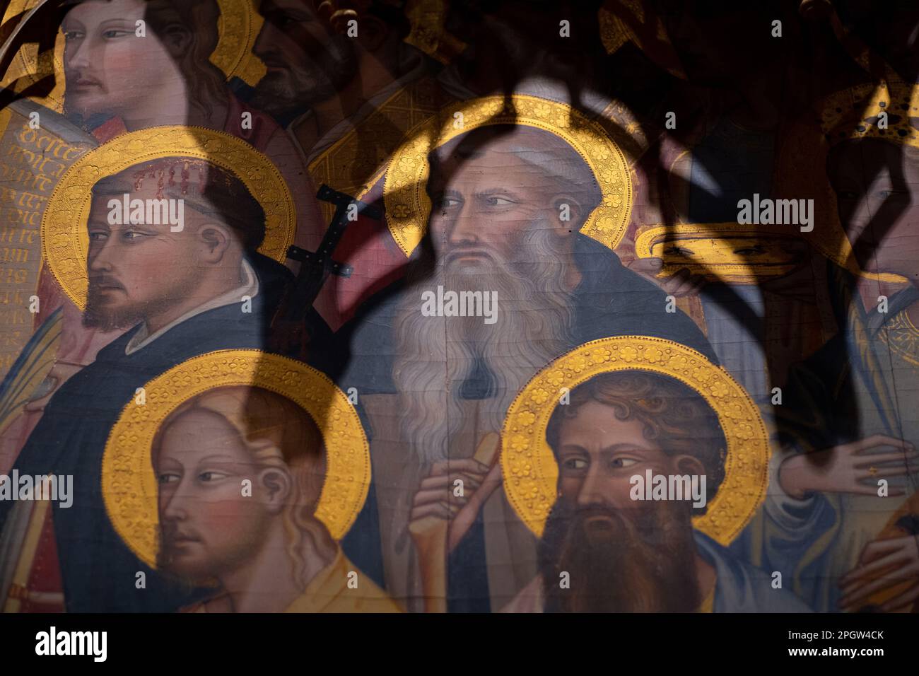 Details religiöser Gemälde in der Accademia in Florenz Stockfoto