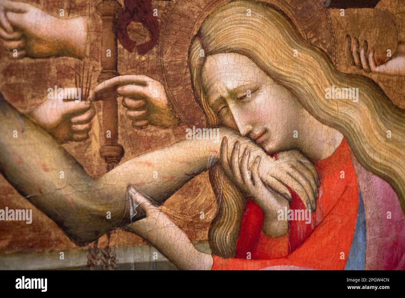 Details religiöser Gemälde in der Accademia in Florenz Stockfoto