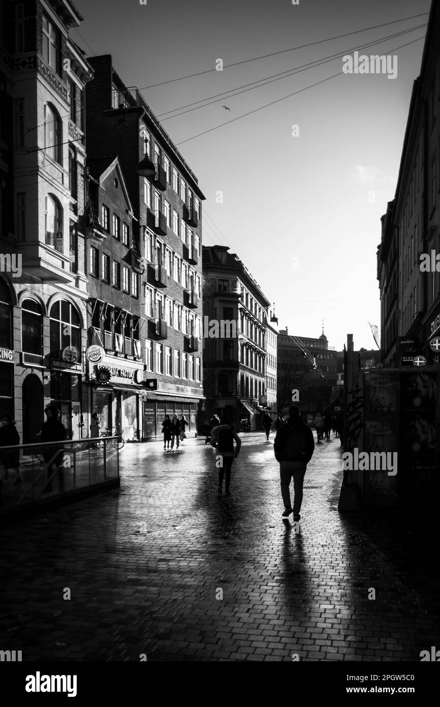 Schwarzweißbilder von Dänemark und Schweden. Stockfoto