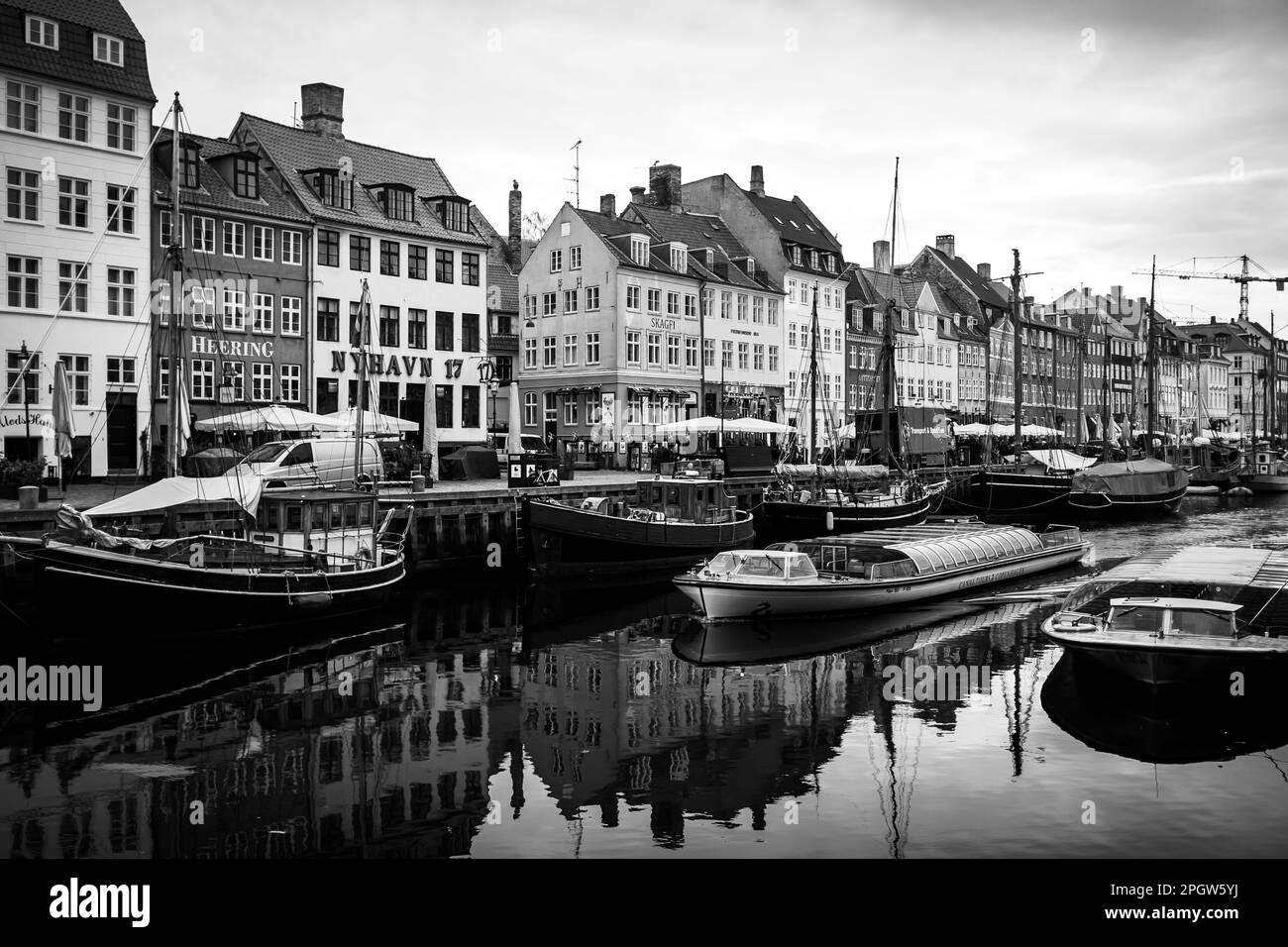 Schwarzweißbilder von Dänemark und Schweden. Stockfoto