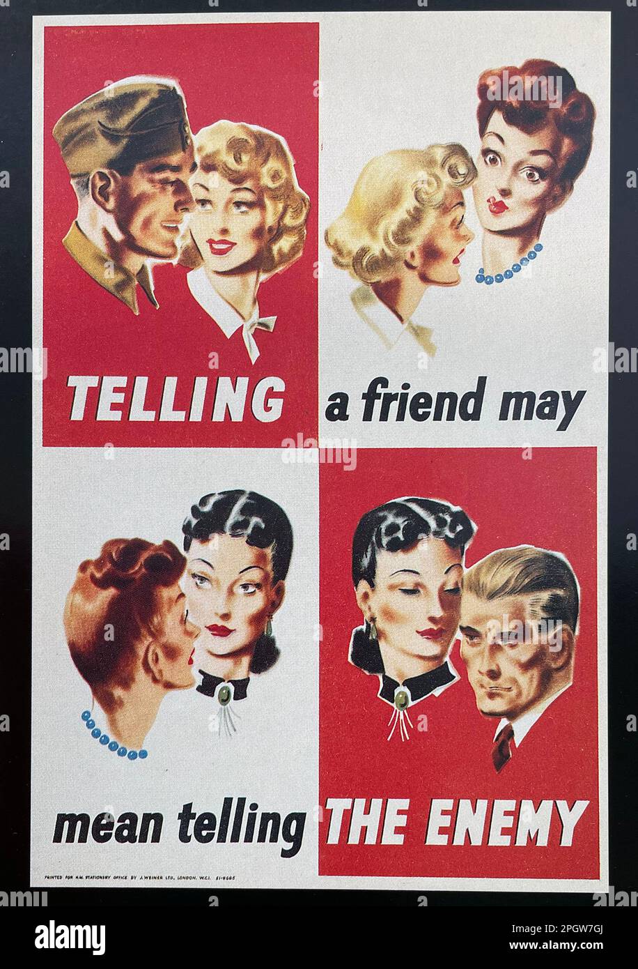 ICH ERZÄHLE ES Einem FREUND... britisches WW2-Propaganda-Poster Stockfoto