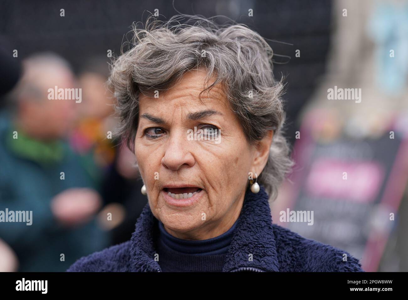 Christiana Figueres (links), Exekutivsekretärin des Rahmenübereinkommens der Vereinten Nationen über Klimaänderungen (UNFCCC). Foto: Freitag, 24. März 2023. Stockfoto