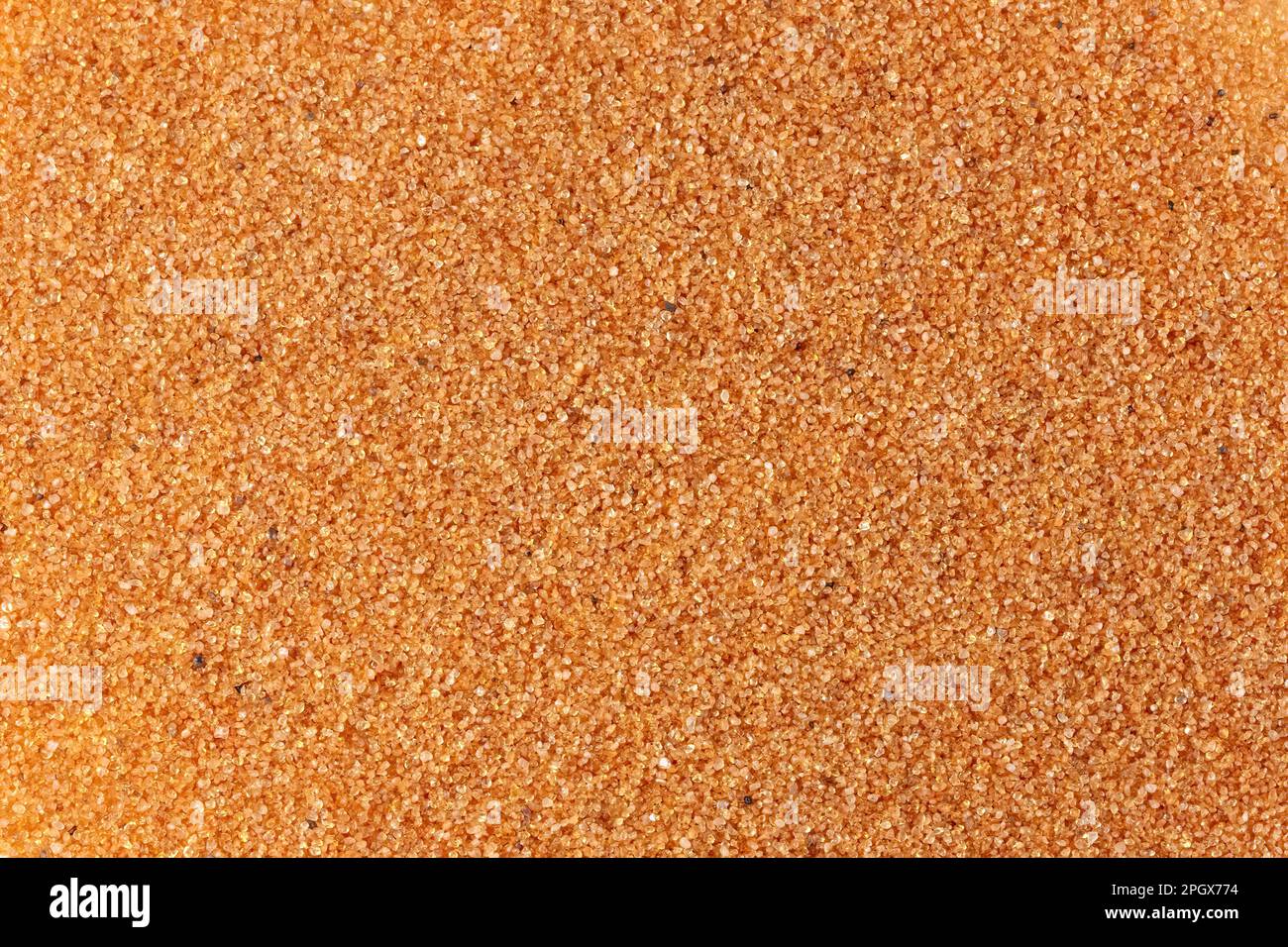 Quarzsand aus Navajo Sandstone, Kane County, Utah. Navajo Sandstein stammt aus der Juassic-Zeit, Hämatit überzieht den Quarz und verleiht ihm eine Sandfarbe. Stockfoto