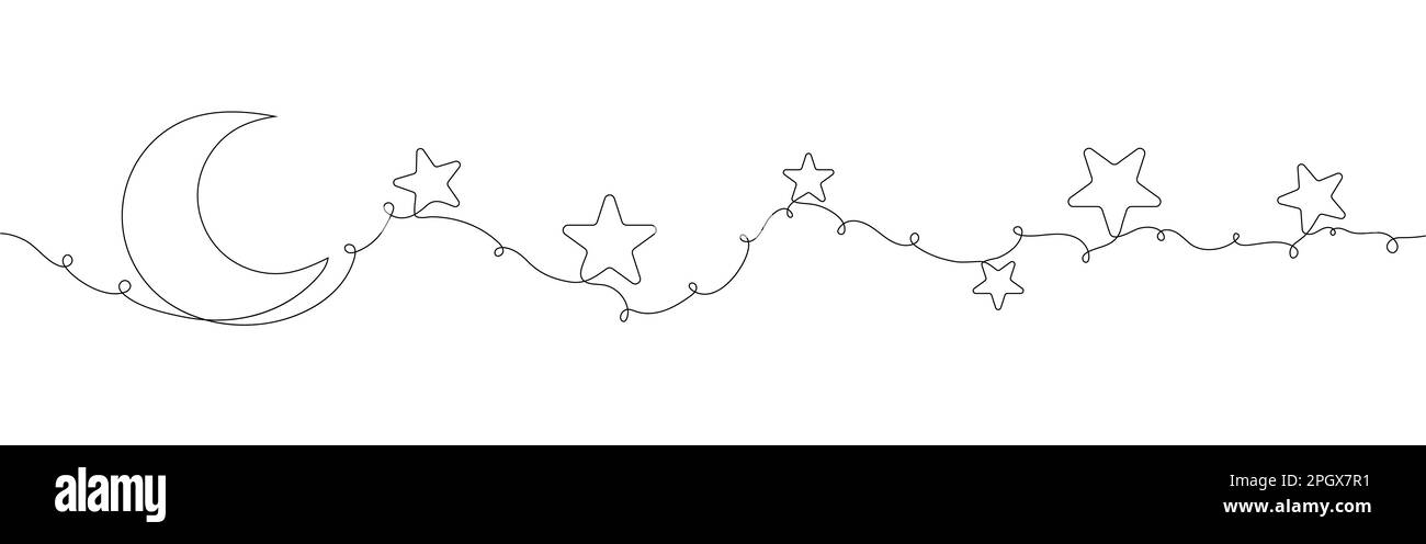 One Line Star und Crescent. Muslimisches Symbol Stock Vektor