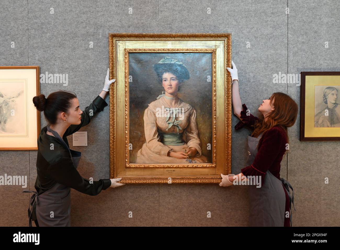 Bonhams freut sich , den Verkauf des 19 . Jahrhunderts und der britischen impressionistischen Kunst am 29 . März 2023 vorstellen zu können . Zu den Höhepunkten zählen Meisterwerke von John William Godward , frederic , Lord Leighton und John Everett Millais . Der Verkauf umfasst auch wichtige Werke von Vasilli Polenov , Ivan Aivazovsky und Vistor Gabriel Gilbert . Das Angebot wird jeden Tag ab Freitag, dem 24. März 2023, zu sehen sein ... Stockfoto