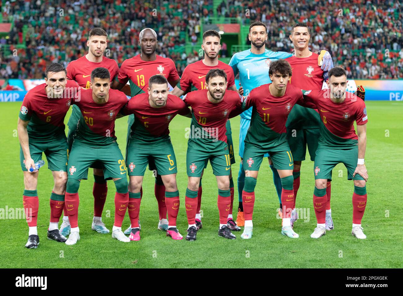 23. März 2023. Lissabon, Portugal. Portugal Startteam für die 1. Runde der Gruppe J für die Qualifikationsrunde der Euro 2024, Portugal gegen Liechtenstein Gutschrift: Alexandre de Sousa/Alamy Live News Stockfoto