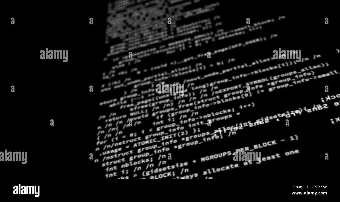 Zusammensetzung der Datenverarbeitung auf schwarzem Hintergrund Stockfoto