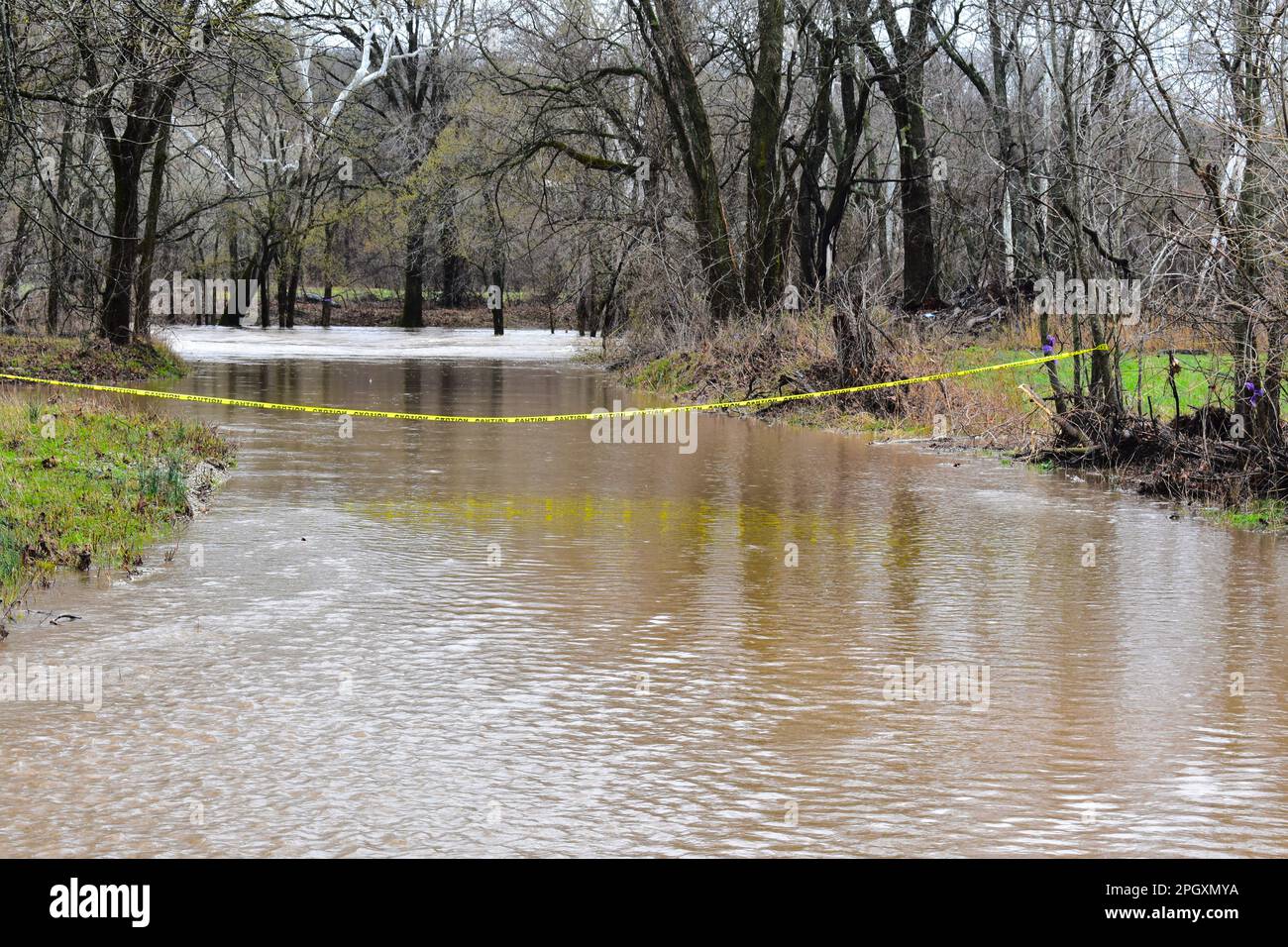 Der überflutete Niangua River in der Moon Valley Conservation Area in Dallas County, Missouri, MO, USA, USA. 24. März 2023 Stockfoto