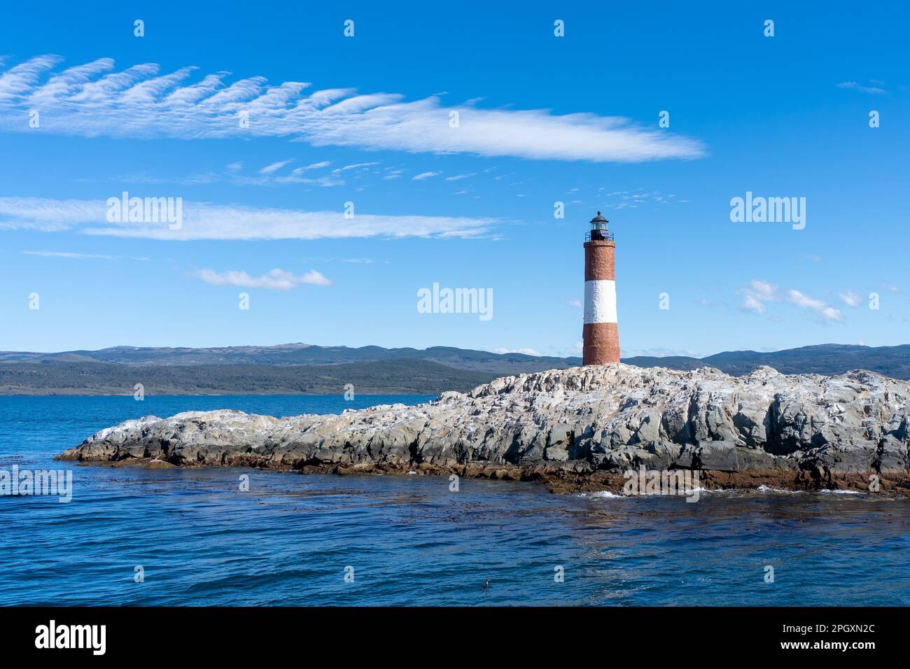 Les Eclaireurs Lighthouse in Tierra del Fuego, Argentinien. Stockfoto