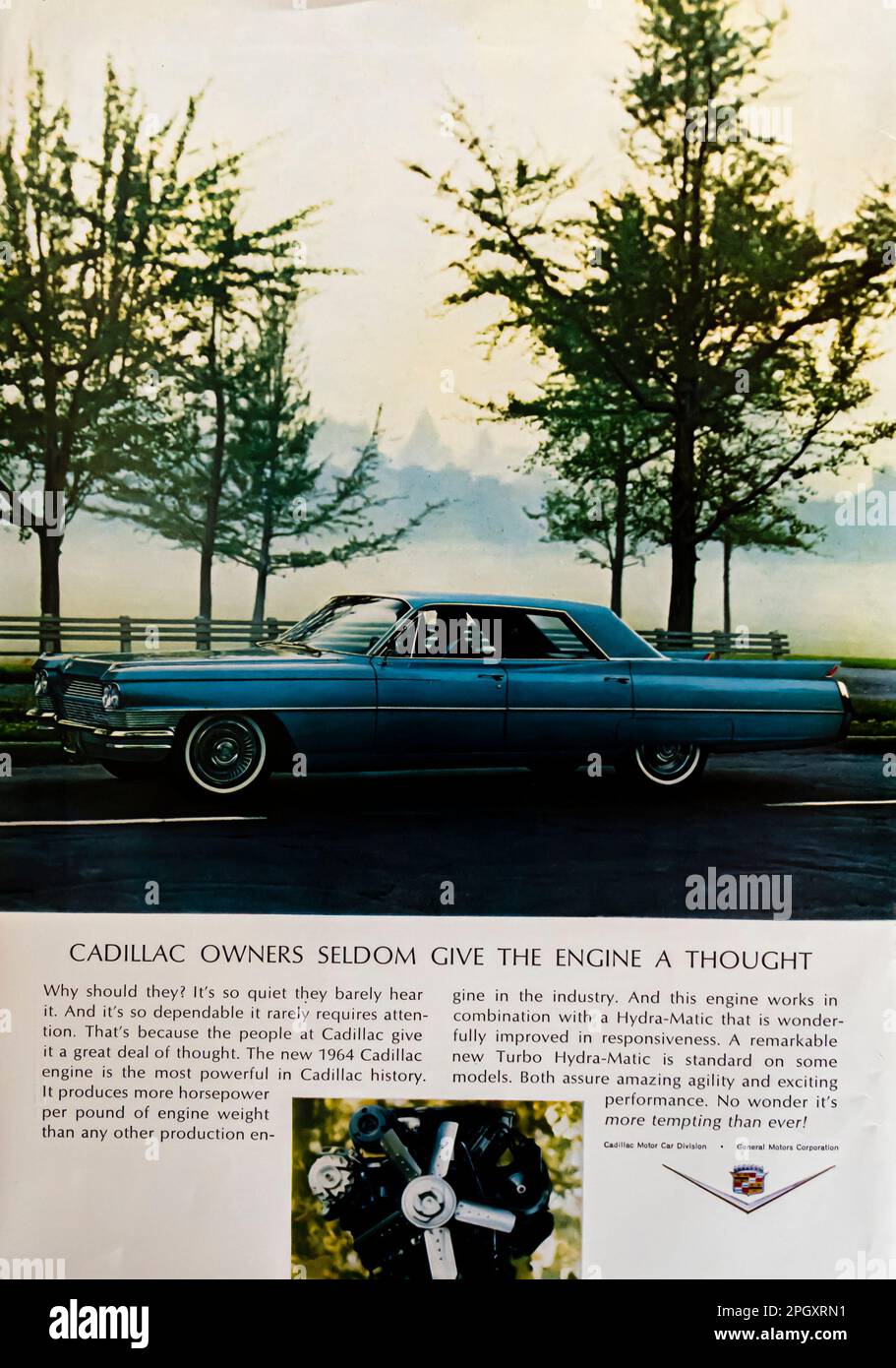 Cadillac-Werbespot 64 in einer Zeitschrift NatGeo, Februar 1964 Stockfoto