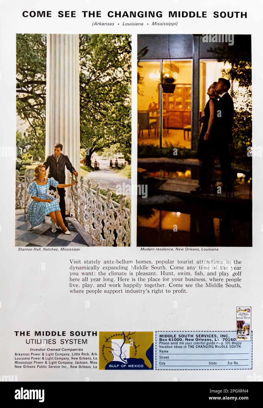 The Middle South Utilities System Werbeanzeige in einem Magazin in NatGeo, Februar 1964 Stockfoto