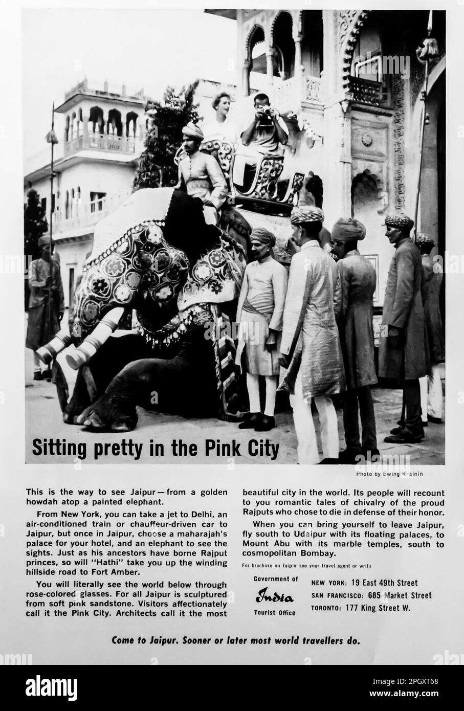 Indische Tourismuswerbung in einer NatGeo-Zeitschrift, 1960er Stockfoto