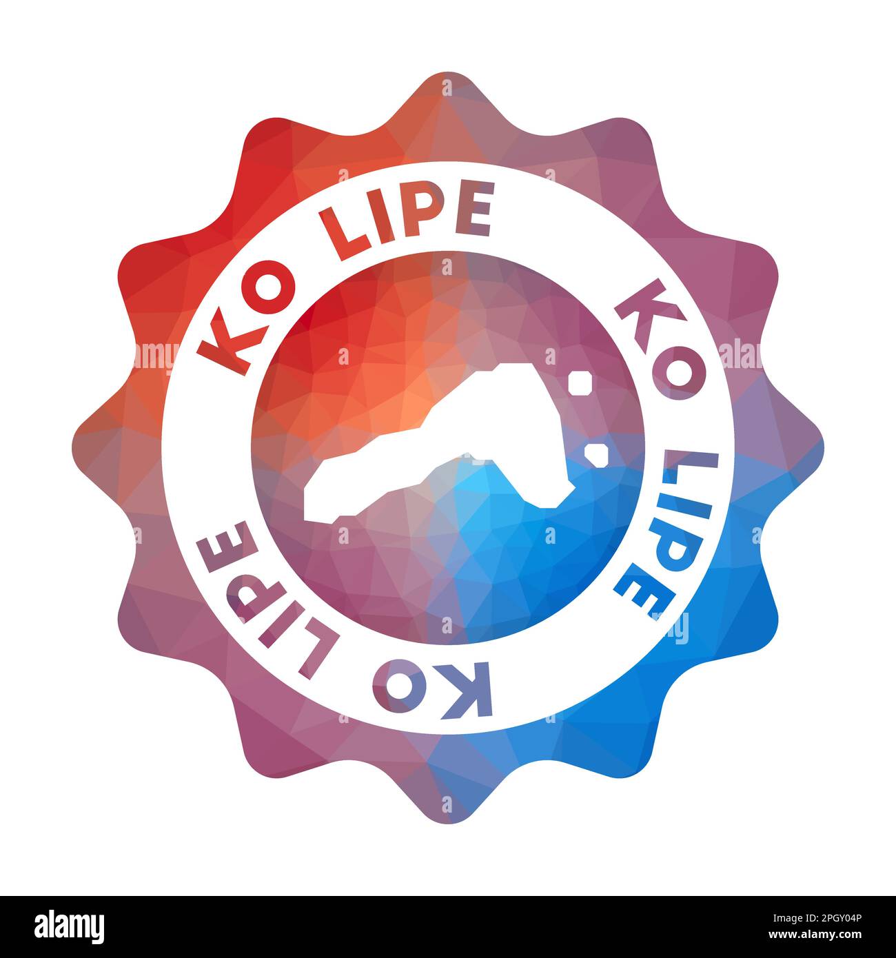 Ko Lipe Low Poly Logo. Buntes Reiselogo mit Farbverlauf der Insel im geometrischen Stil. Stock Vektor Ko Lipe Low Poly Logo. Buntes Reiselogo mit Farbverlauf der Insel im geometrischen Stil. Stock Vektor