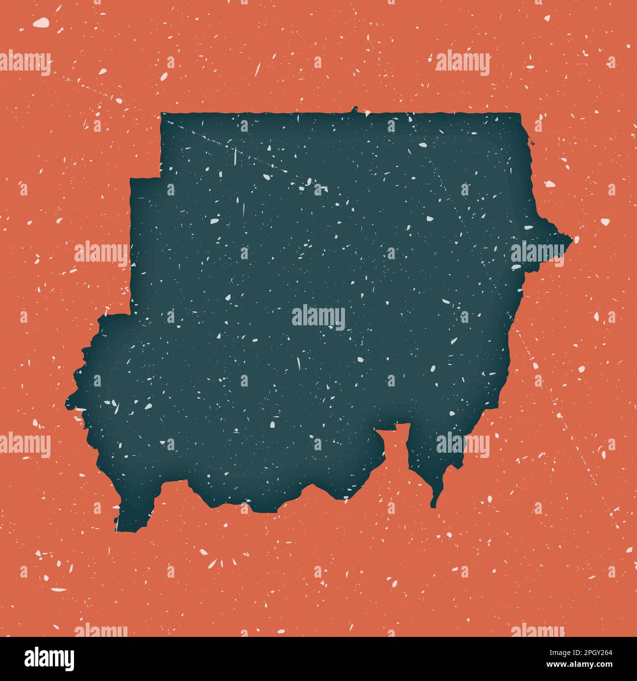 Sudan Vintage Karte. Grunge-Karte des Landes mit gestörter Textur. Poster Sudan. Vektorabbildung. Stock Vektor