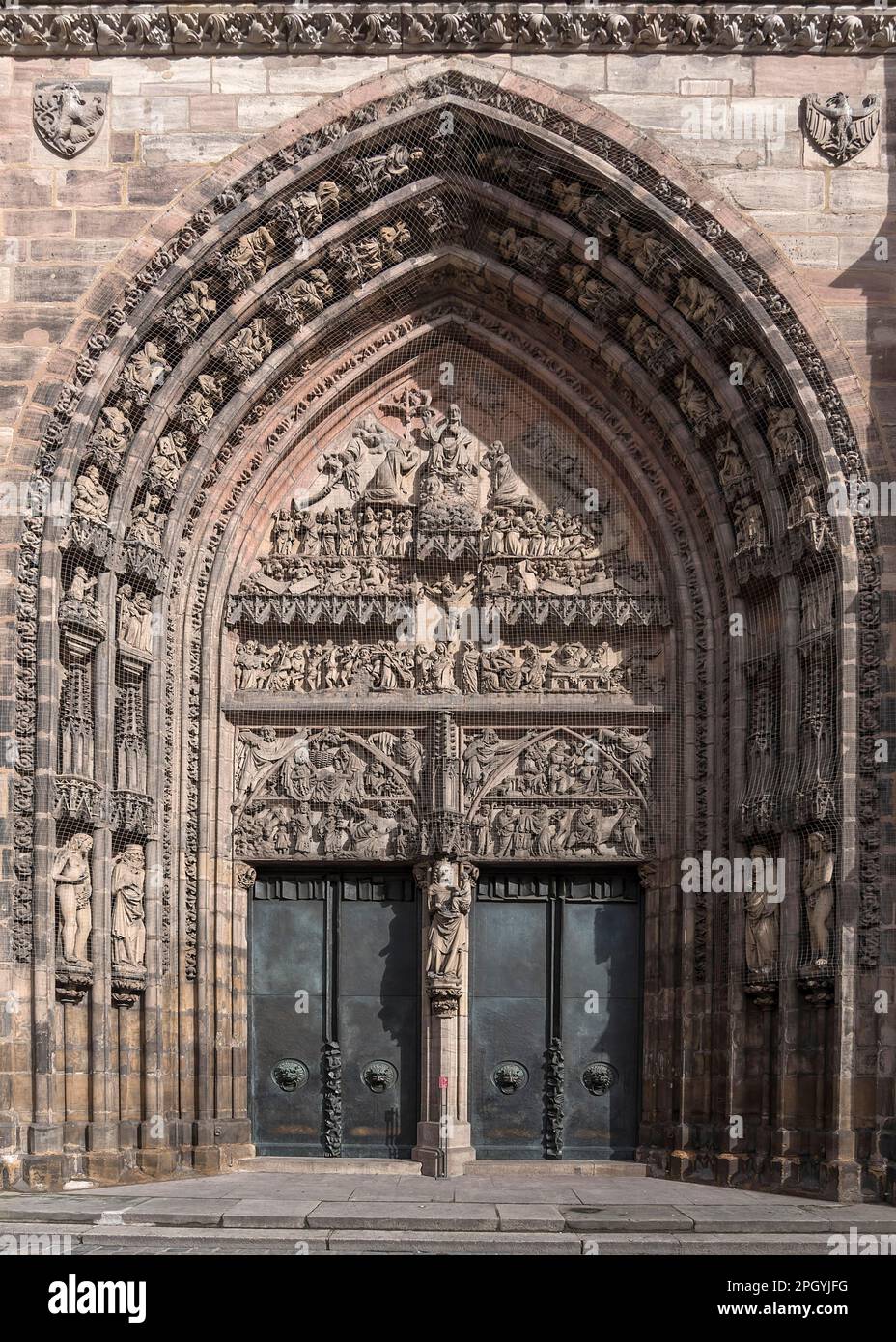 Das gotische Hauptportal der Lorenzkirche, Nürnberg, Mittelfrankreich, Bayern Stockfoto