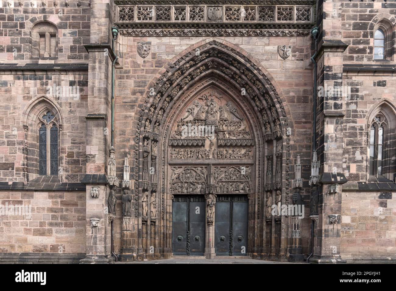Das gotische Hauptportal der Lorenzkirche, Nürnberg, Mittelfrankreich, Bayern Stockfoto