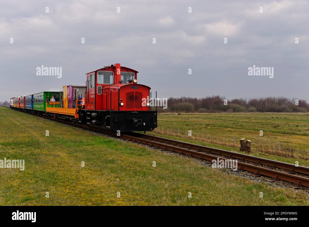 Inselbahn auf Langeoog, Langeoog, Niedersachsen, Deutschland, Europa Stockfoto