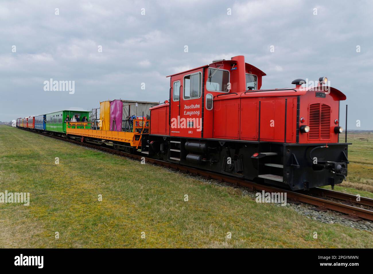 Inselbahn auf Langeoog, Langeoog, Niedersachsen, Deutschland Stockfoto