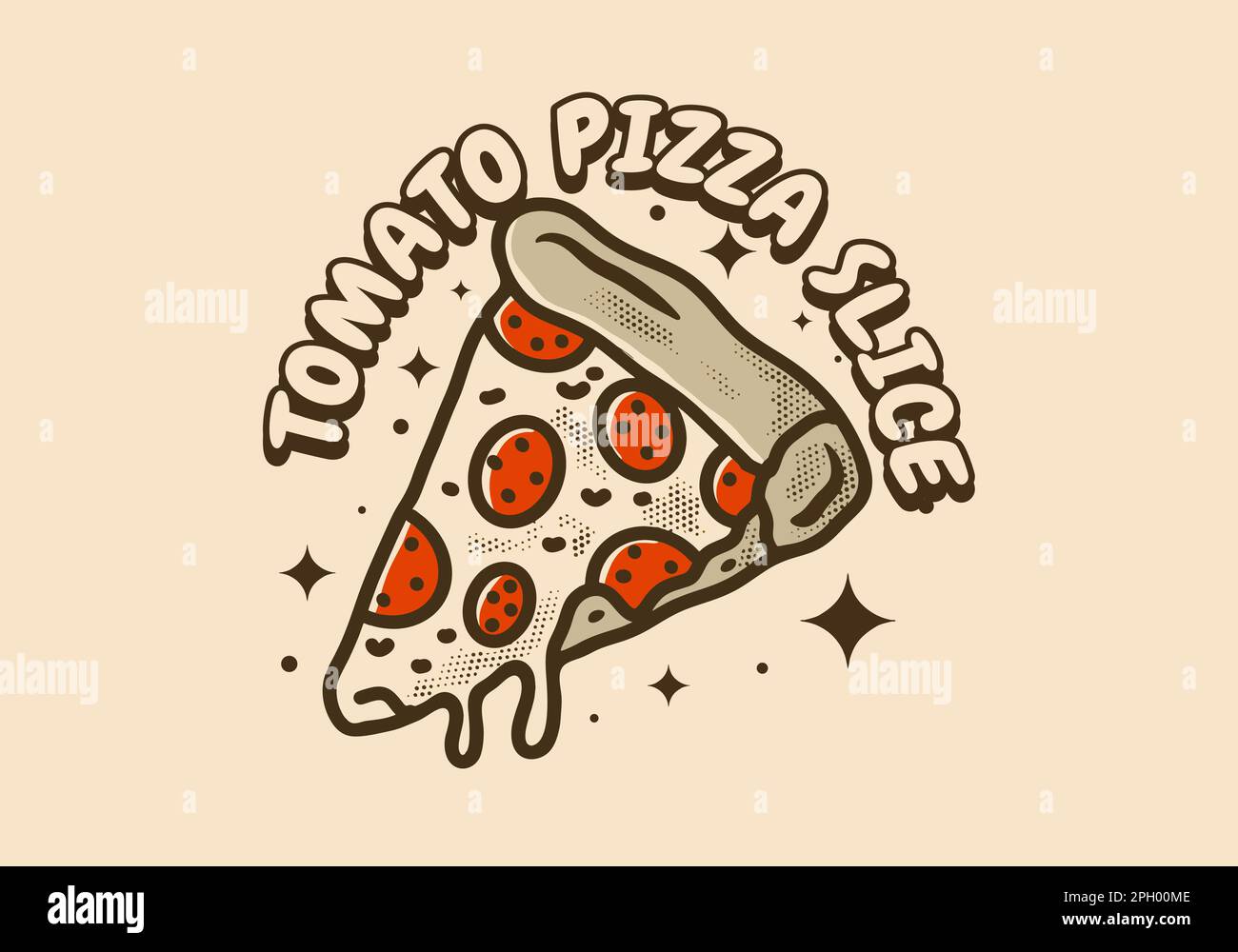 Vintage Art-Design mit Tomaten-Pizza-Scheibe Stock Vektor