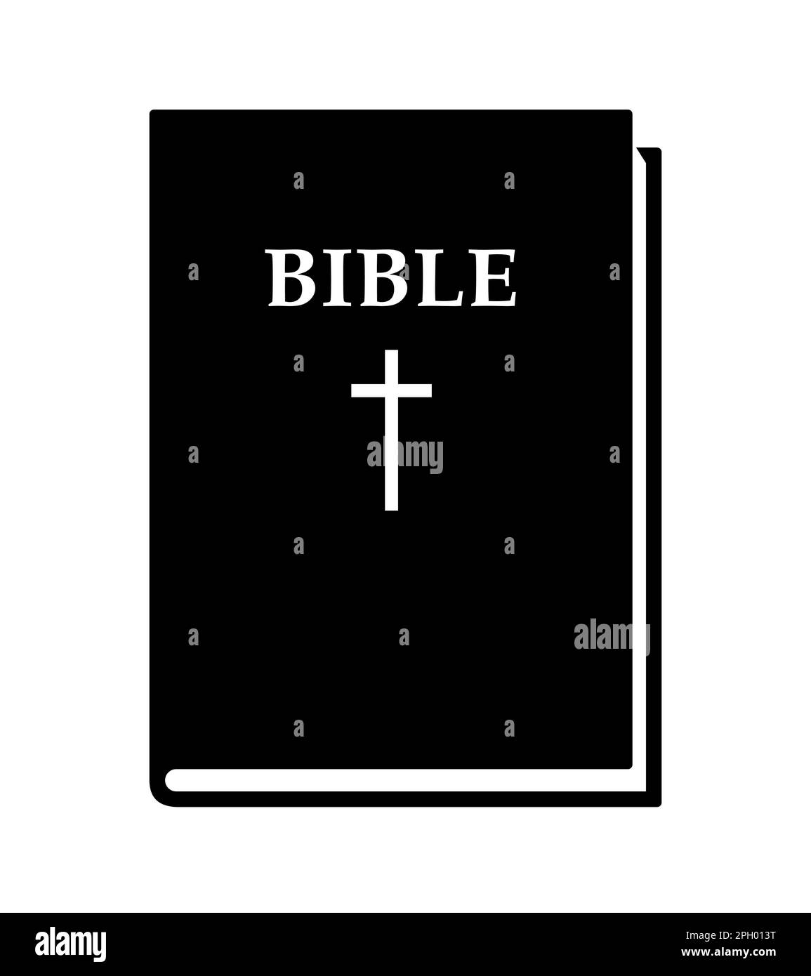 Heilige bibel - Schwarzweiß-Vektordarstellung mit geschlossenem Buch, isoliert auf Weiß Stock Vektor