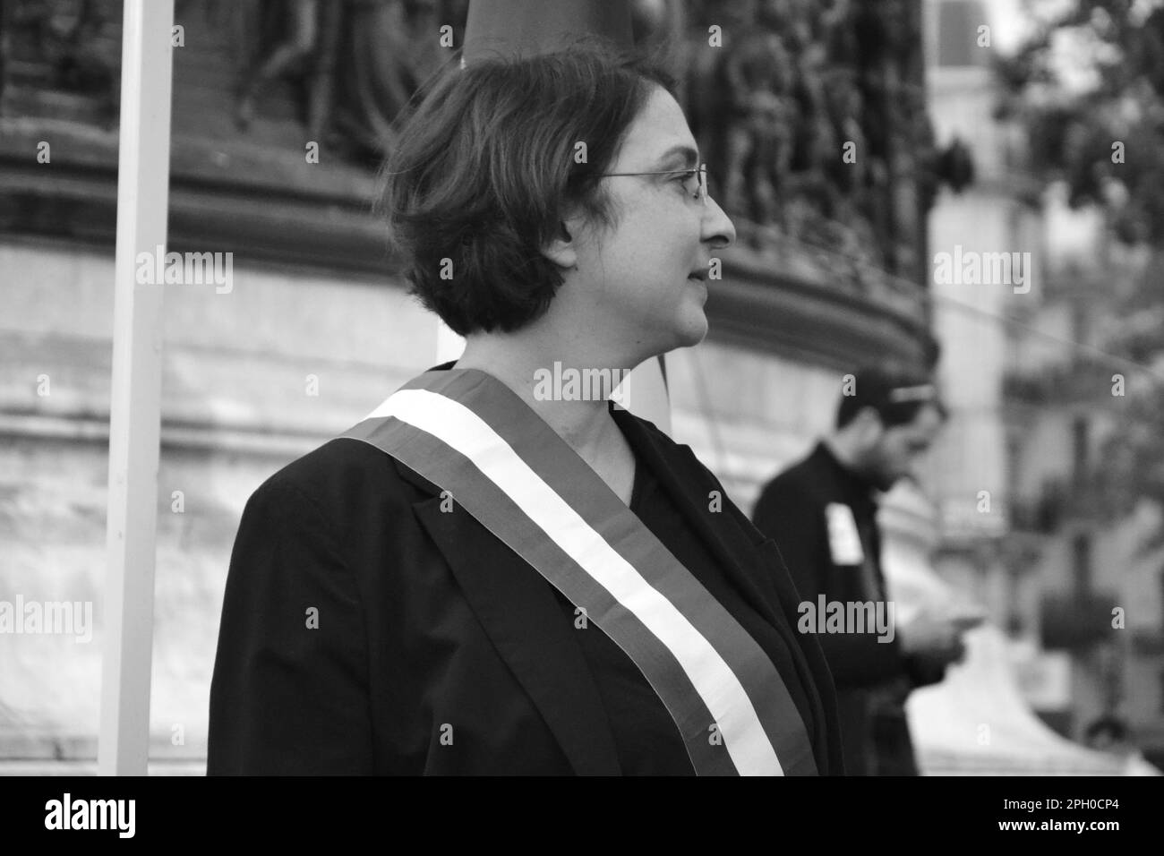 Paris, Frankreich - Juli 11. 2017 : politische Tagung "La France Insoumise". Porträt des französischen Stellvertreters Muriel Ressiguier. Stockfoto