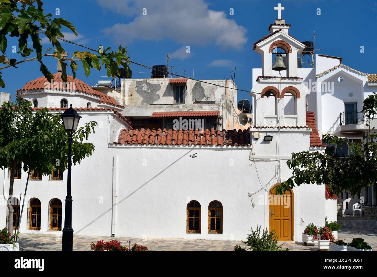 Ierapatra, Kreta, Griechenland - orthodoxe Kirche Afentis Christos in Europas südlichster Stadt am Libyschen Meer Stockfoto