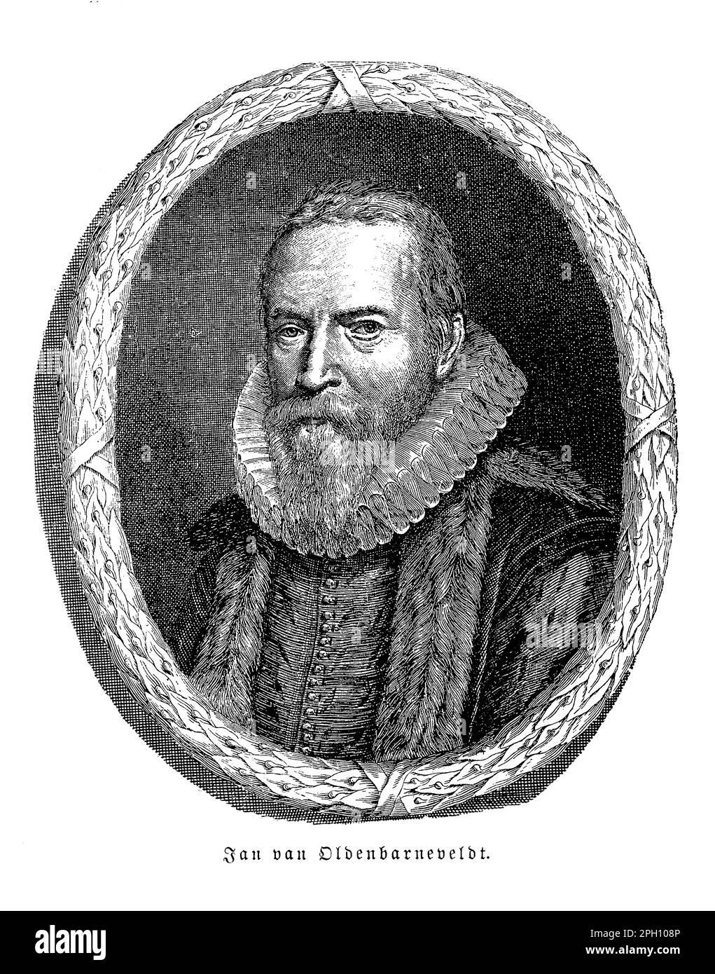 Jan van Oldenbarneveldt (1547-1619) war ein niederländischer Staatsmann und einer der Gründungsväter der Niederländischen Republik. Er diente über 30 Jahre lang als LandAdvokaat (großer Rentner) und prägte die niederländische Politik und die Außenbeziehungen. Allerdings führte sein Konflikt mit Prinz Maurits zu seiner Verhaftung und Hinrichtung. Stockfoto