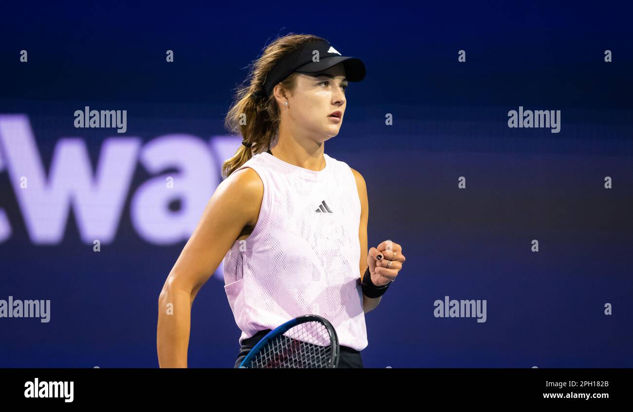 Anna Kalinskaya aus Russland während der zweiten Runde des Miami Open 2023, WTA 1000 Tennis Turnier am 23. März 2023 in Miami, USA - Foto: Rob Prange/DPPI/LiveMedia Stockfoto