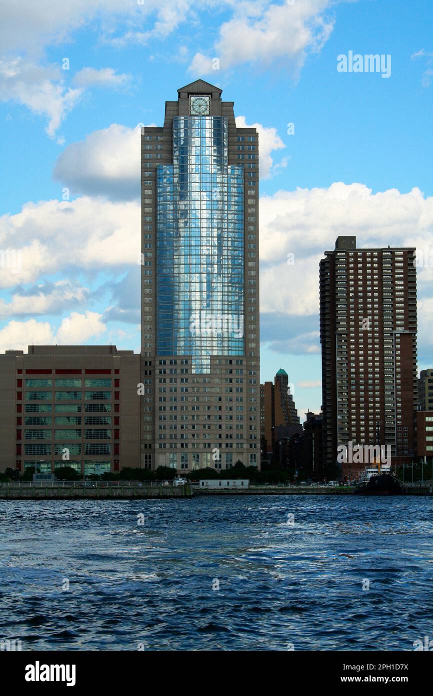 Die 388 Greenwich Street, Manhattan, New York, USA bietet einen wunderschönen Blick auf die hohen Gebäude Stockfoto