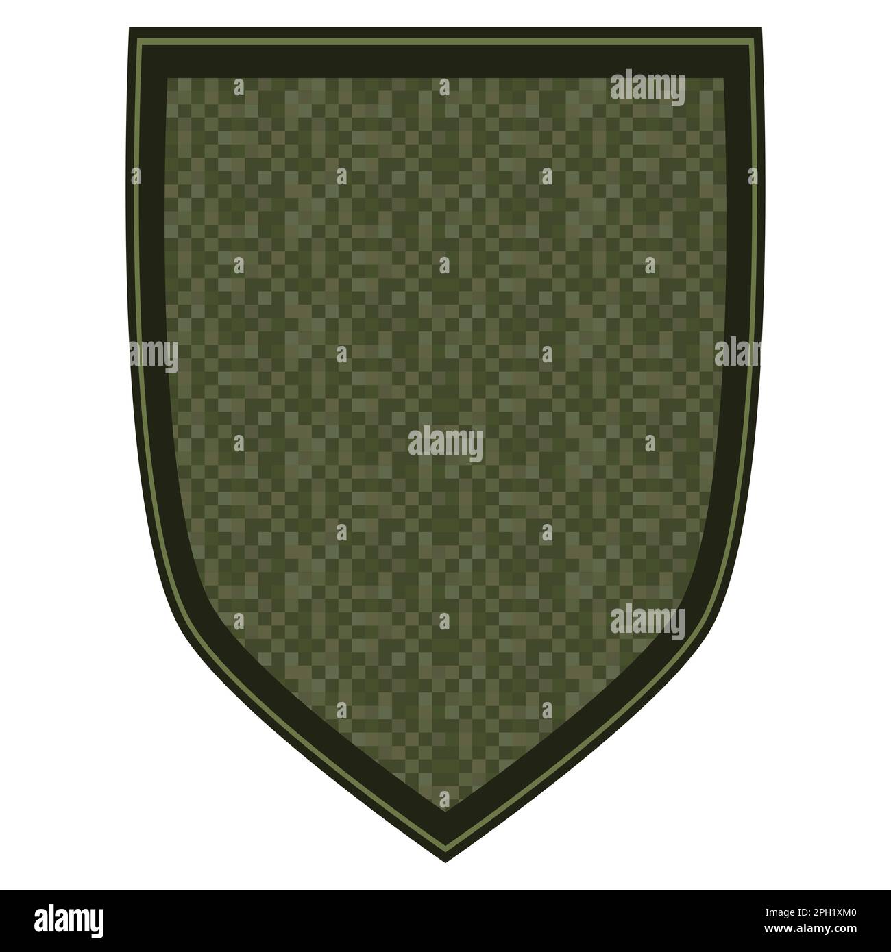 Das grüne Militär ist ein Schulterabzeichen. Armeesoldat Chevron. Einheitliches Schild mit grüner Pixeltarnung. Farbenfrohe Vektordarstellung isoliert auf weißem Ba Stock Vektor