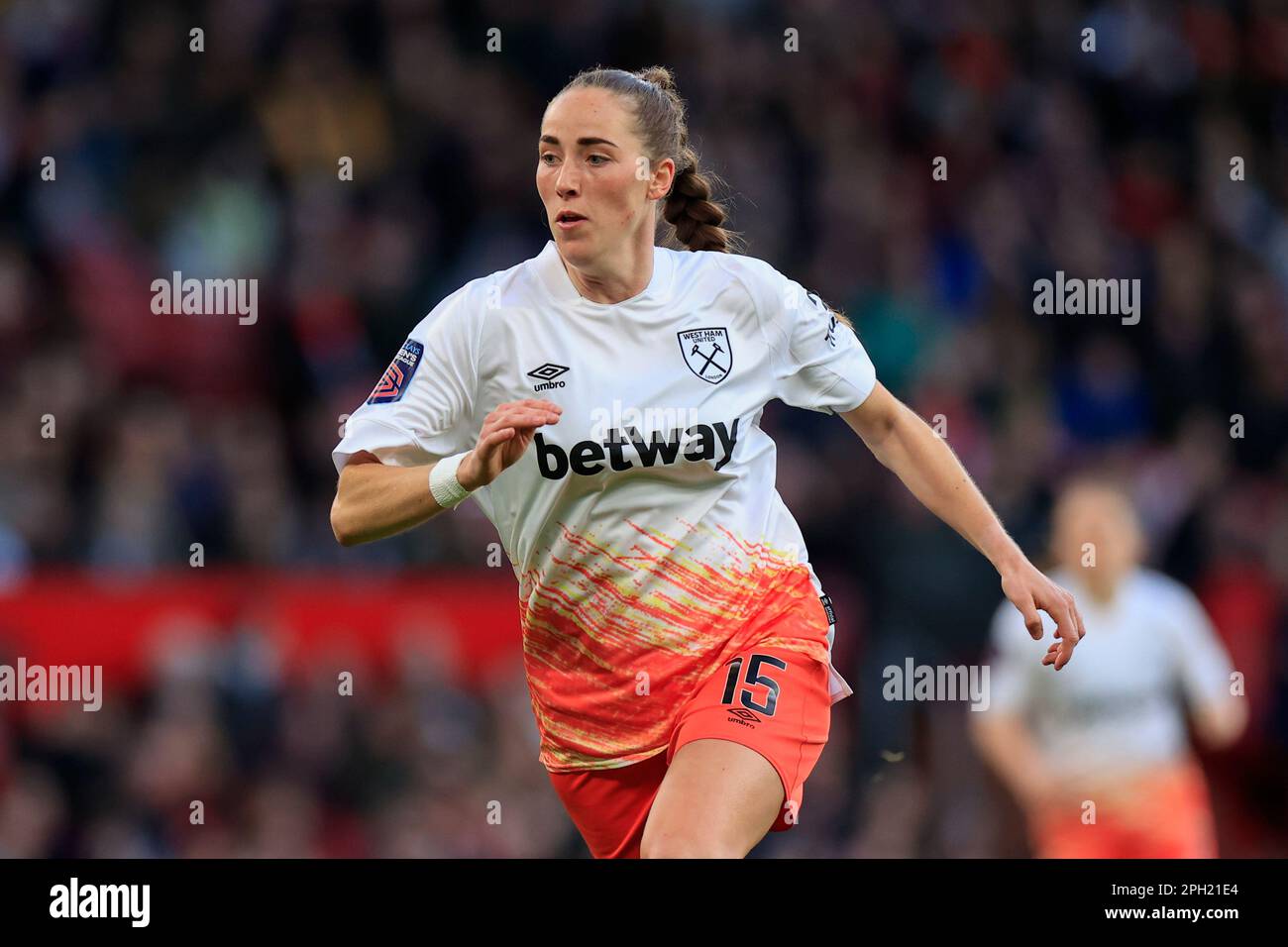 Manchester, Großbritannien. 25. März 2023. Lucy Parker #15 von West Ham United in Aktion während des FA Women's Super League-Spiels Manchester United Women vs West Ham United Women in Old Trafford, Manchester, Großbritannien, 25. März 2023 (Foto von Conor Molloy/News Images) in Manchester, Großbritannien, am 3./25. März 2023. (Foto: Conor Molloy/News Images/Sipa USA) Guthaben: SIPA USA/Alamy Live News Stockfoto