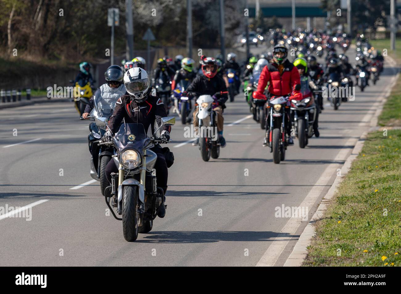 Sofia, Bulgarien - 25. März 2023: Offizielle Eröffnung der Sommermotorradsaison in Sofia, Bulgarien Stockfoto
