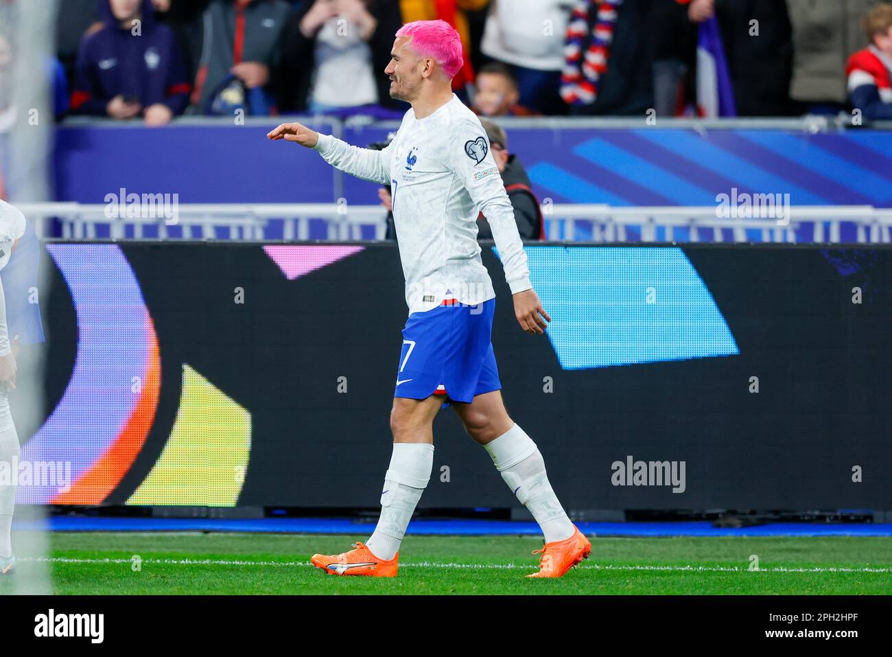 24-03-2023: Sport: Frankrijk vs Nederland PARIS, NIEDERLANDE - MÄRZ 24: Antoine Griezmann (Frankreich) erzielt den 1-0. Platz während der Europameisterschaft Stockfoto