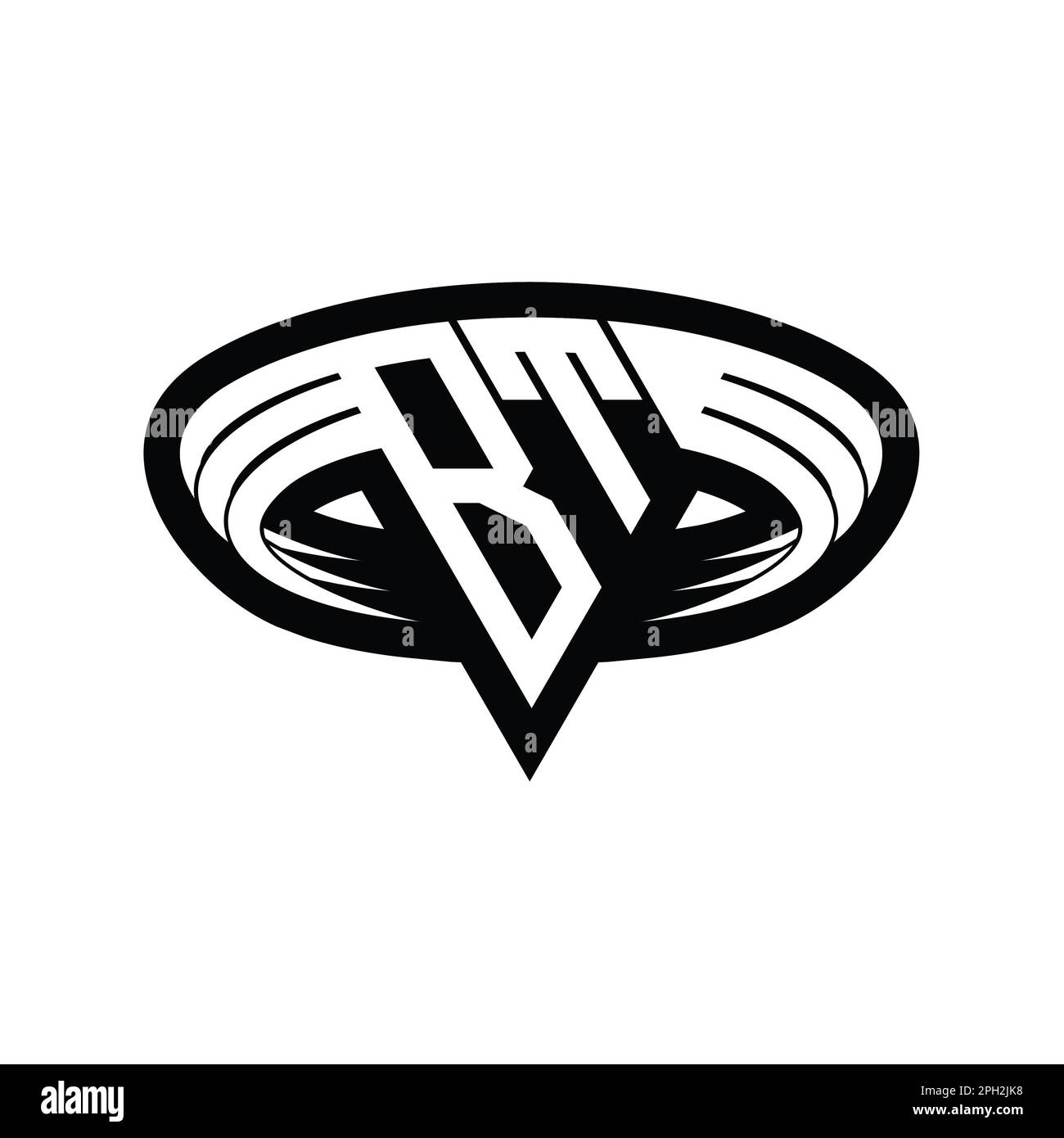 BT-Logo-Monogrammschablone mit dreieckigem Slice isoliertes Umriss-Design Stockfoto