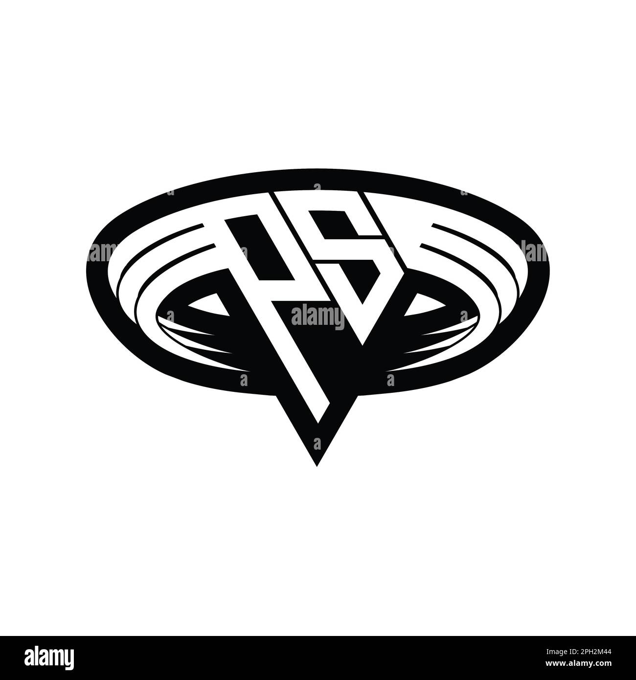 Vorlage für isolierte Umrisse des PS-Logo-Monogrammschreibers mit dreieckiger Form Stockfoto