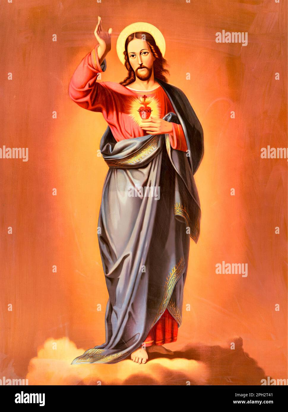 Antikes Bild von Jesus Christus. Digitale Verbesserung eines öffentlich zugänglichen Bildes Stockfoto