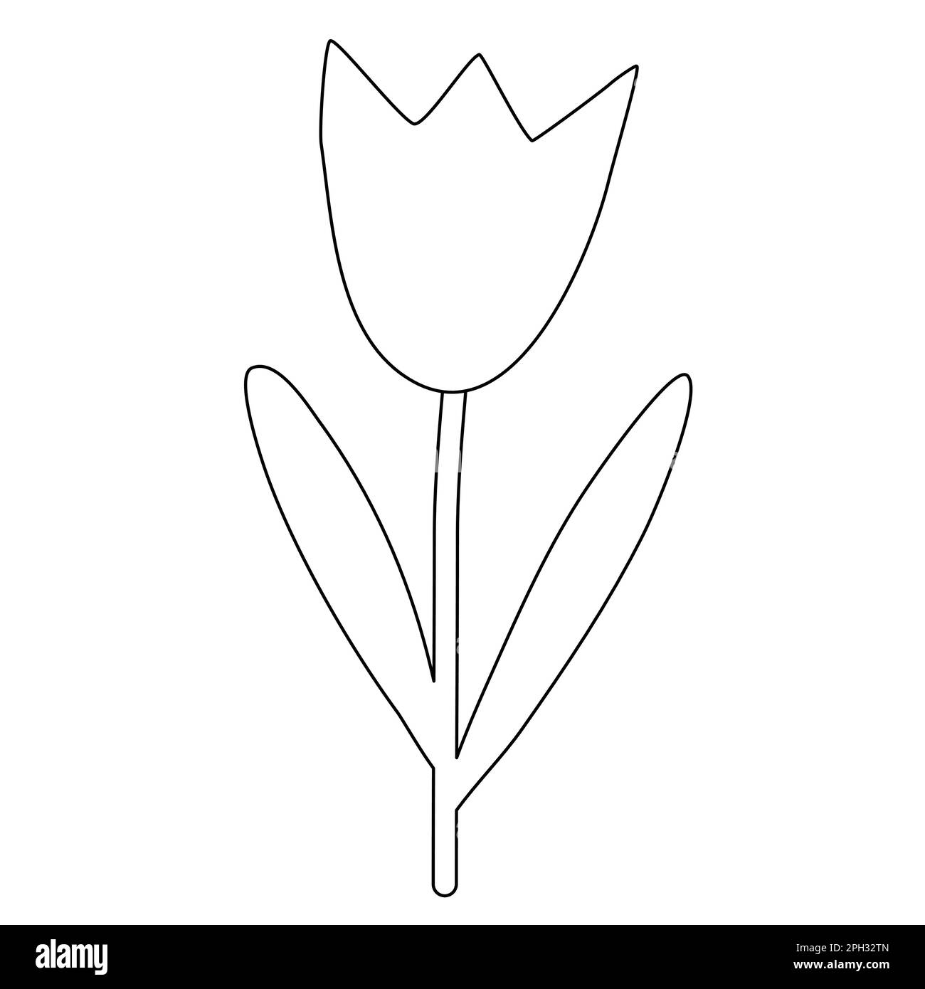Einfache Tulpenblume, Federelement, Doodle-Style, flache Vektordarstellung für Kinder Malbuch Stock Vektor