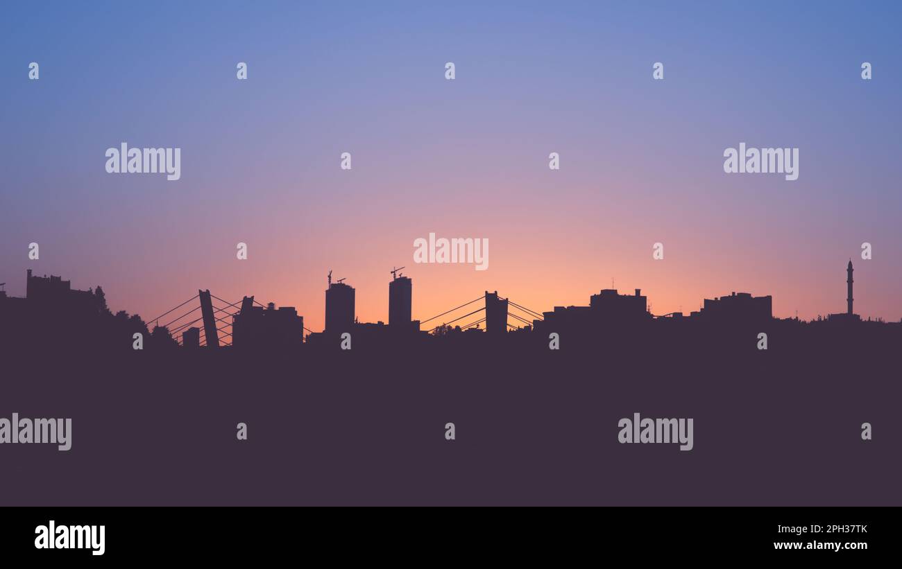 Die Skyline von amman bei Sonnenuntergang in jordanien Stockfoto