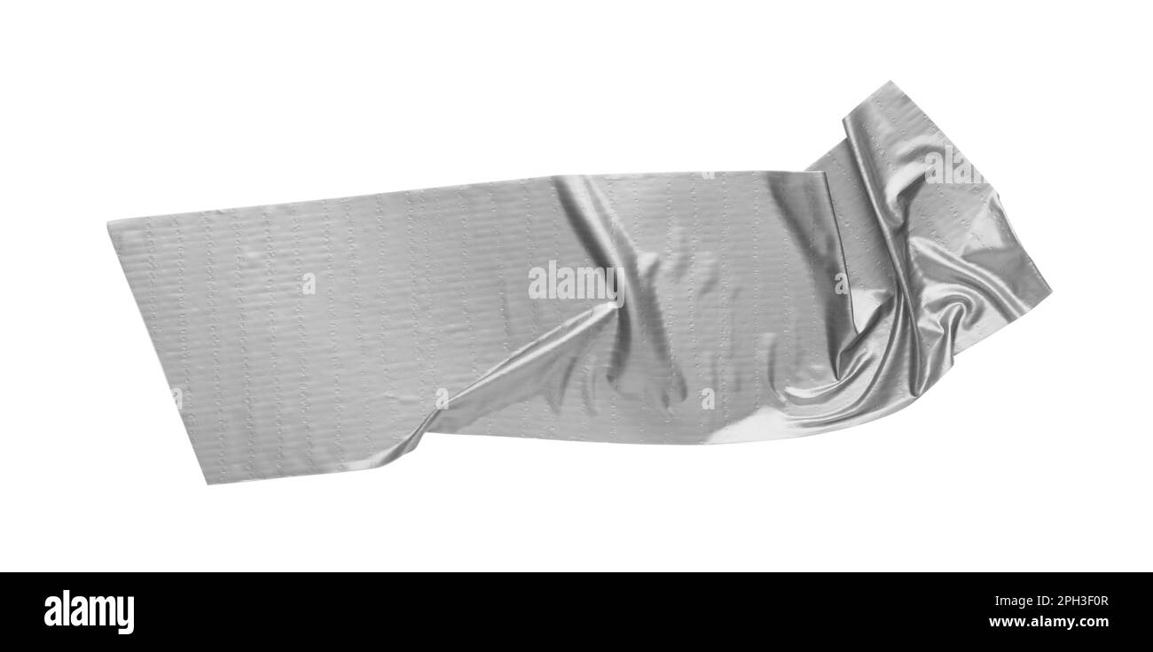 Silbernes Klebeband, isoliert auf weiß, Draufsicht Stockfoto